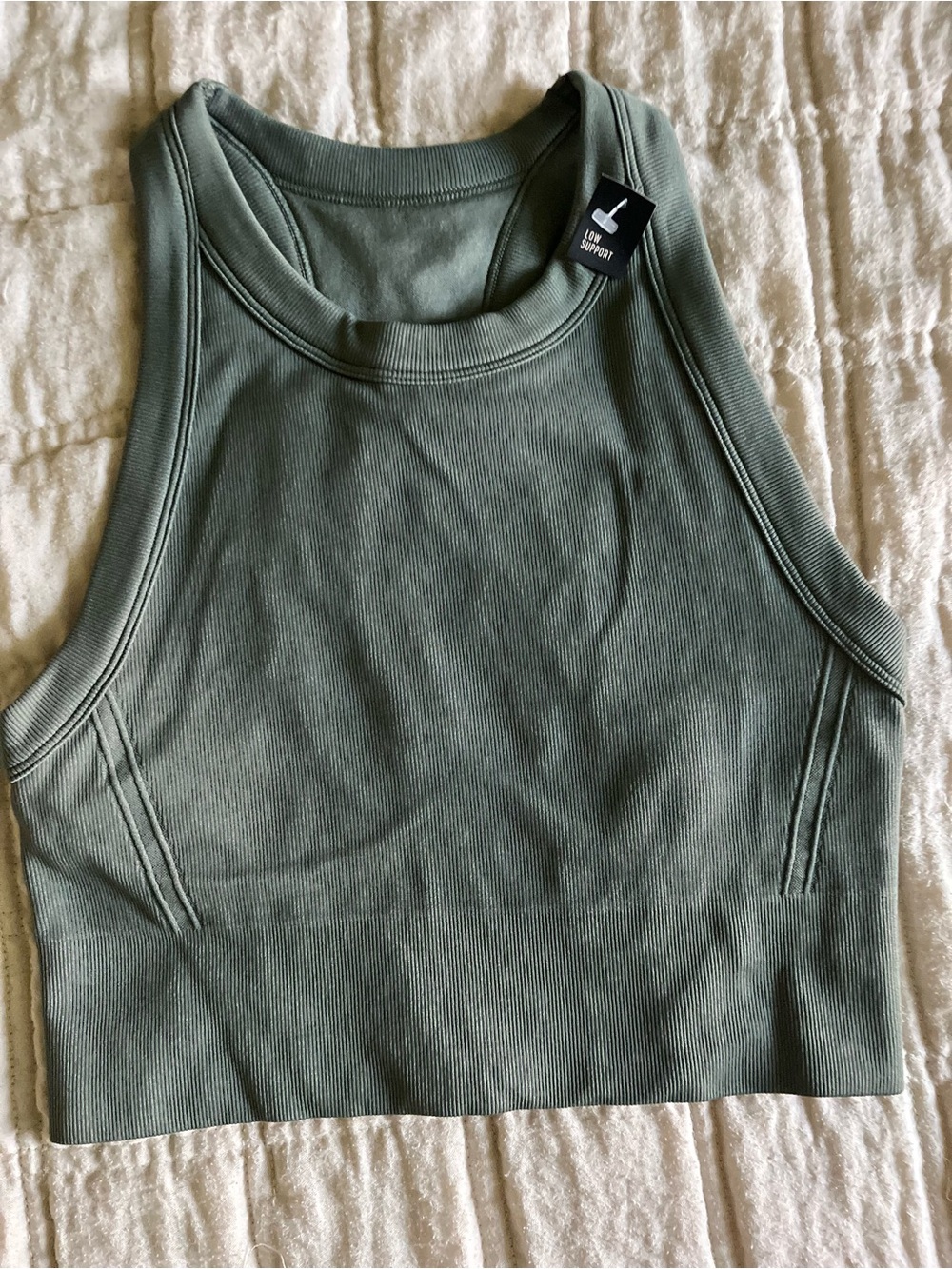 DSG Sage Green Ribbed High-Neck Sports Bra